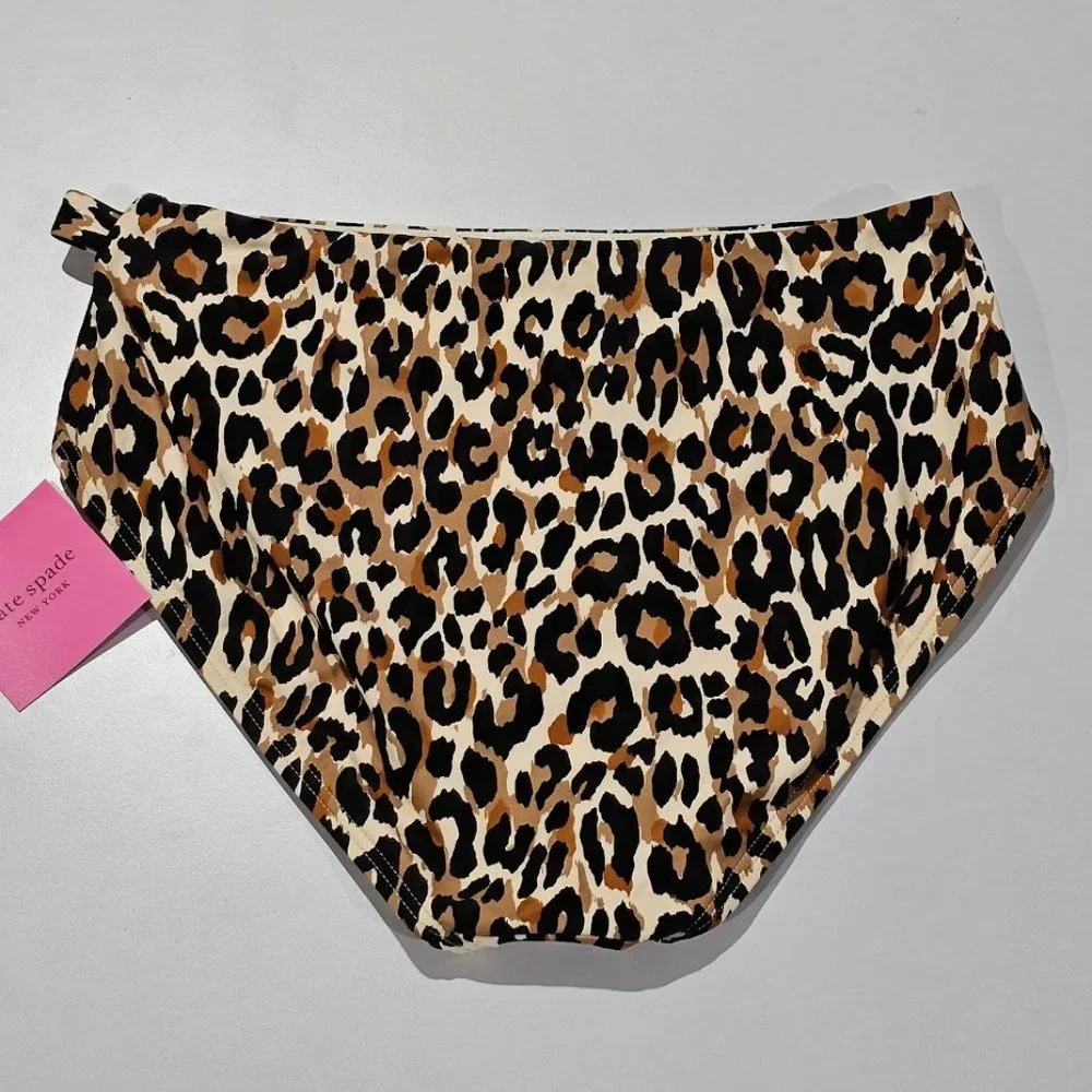 Kate Spade New York Belted High-Waist Animal-Print Bikini Bottom - Picture 3 of 6
